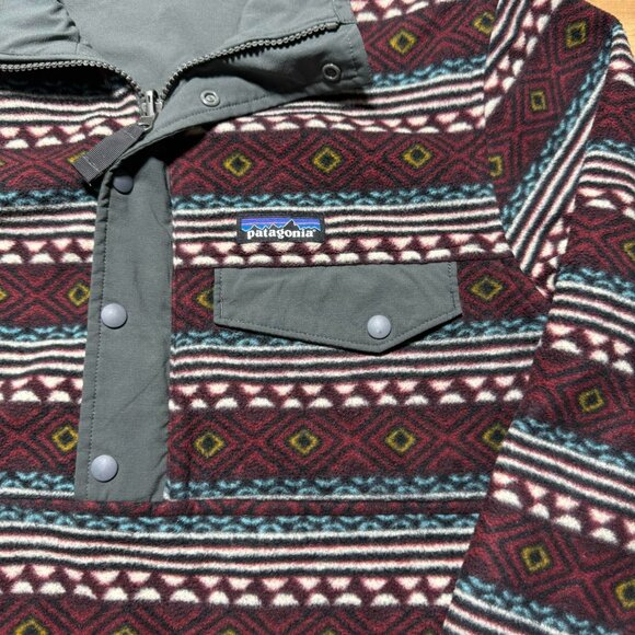 Patagonia Snap-T Glissade Reversible Geometric Fleece Pullover Jacket Mens Small - Picture 2 of 13